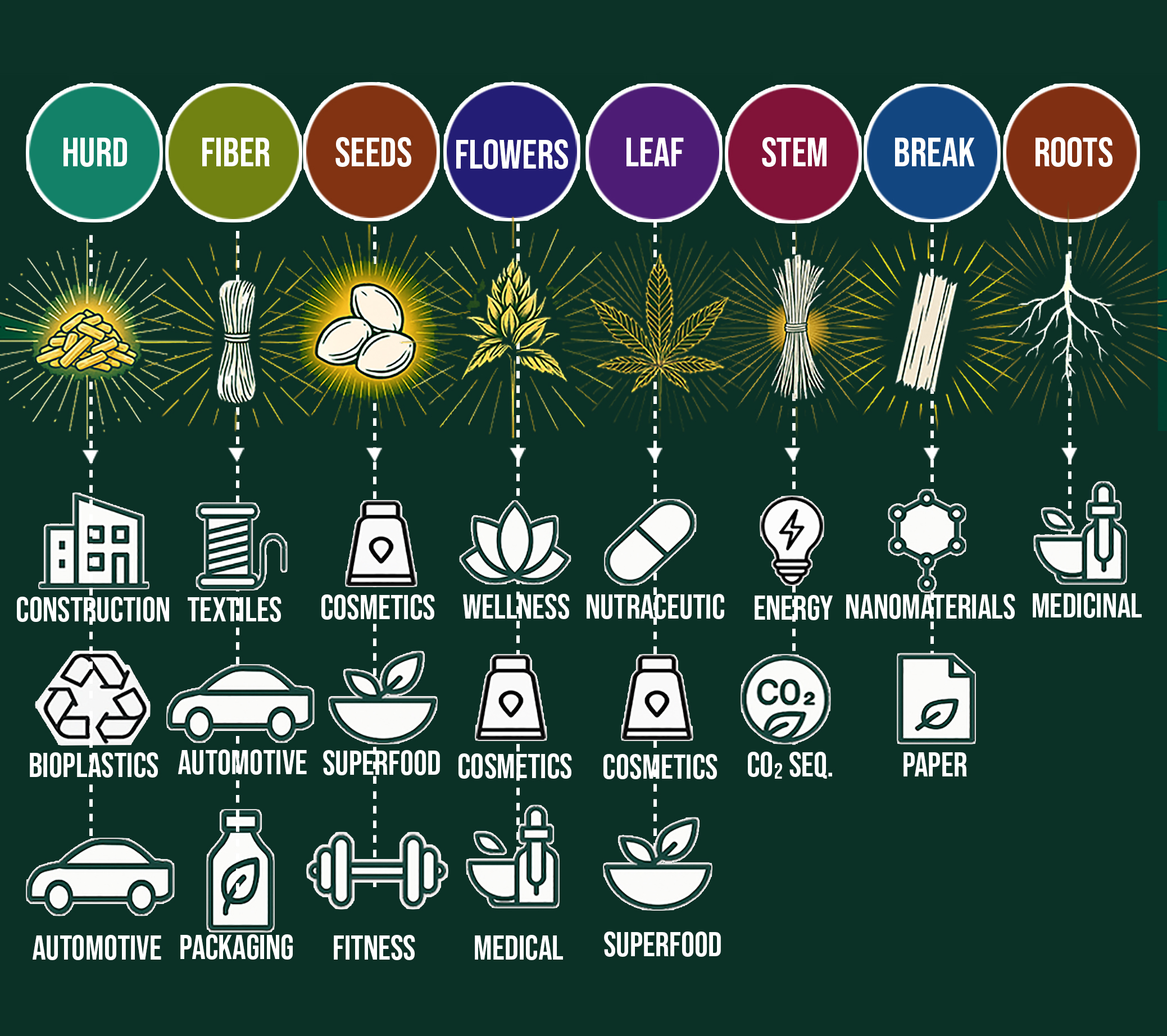 Eight plant streams mapped into vertically integrated industries